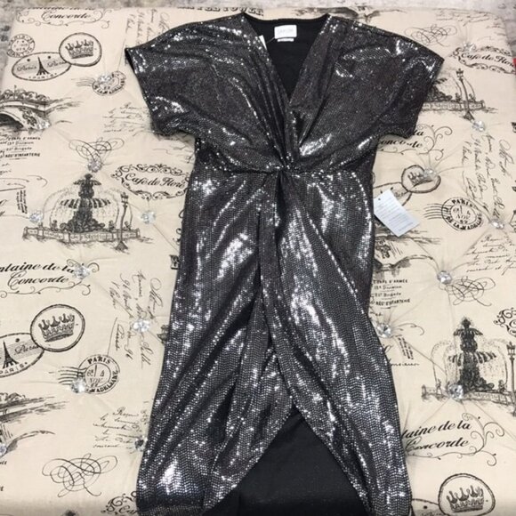 SAYLOR Roslynn Sequin Cross Front High/Low Dress - Picture 4 of 7